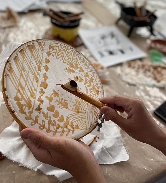 Batik painting workshop in progress