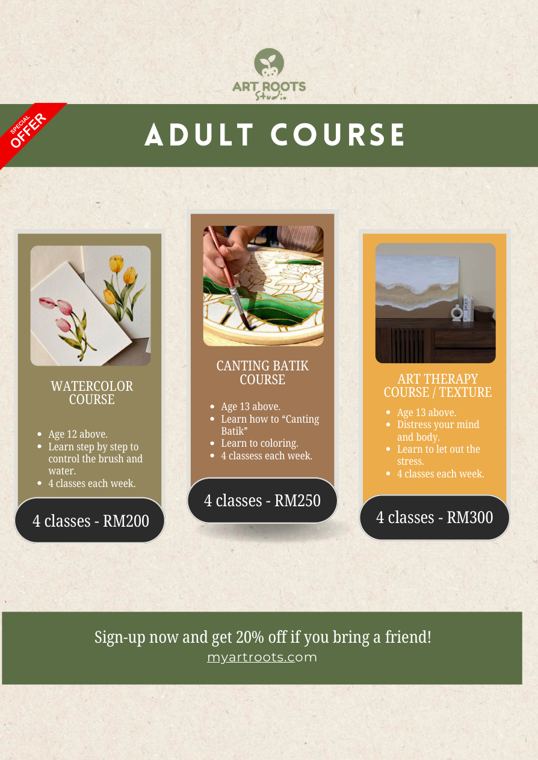 Adult course menu