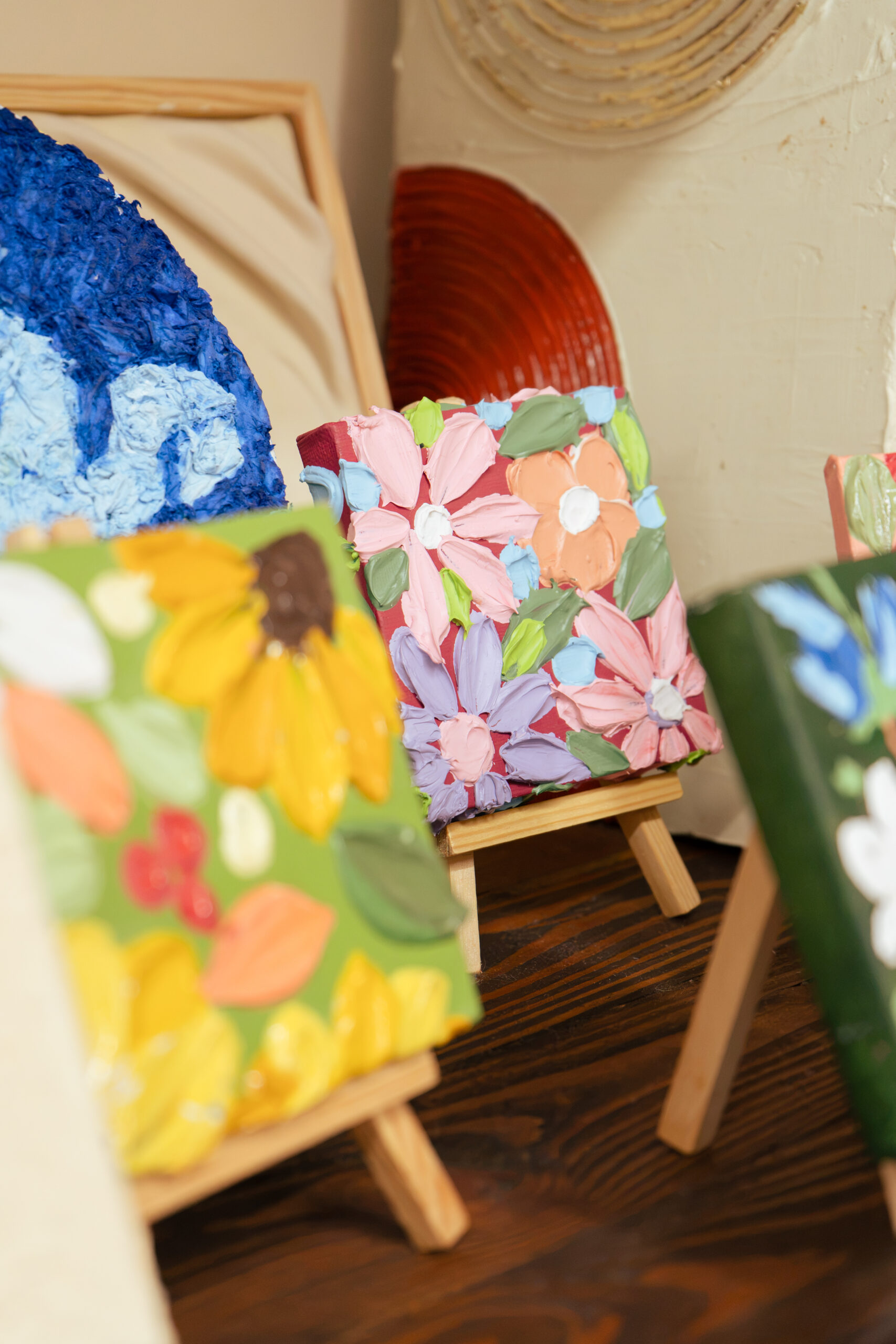 Finished Texture Art canvases at ArtRoots Studio