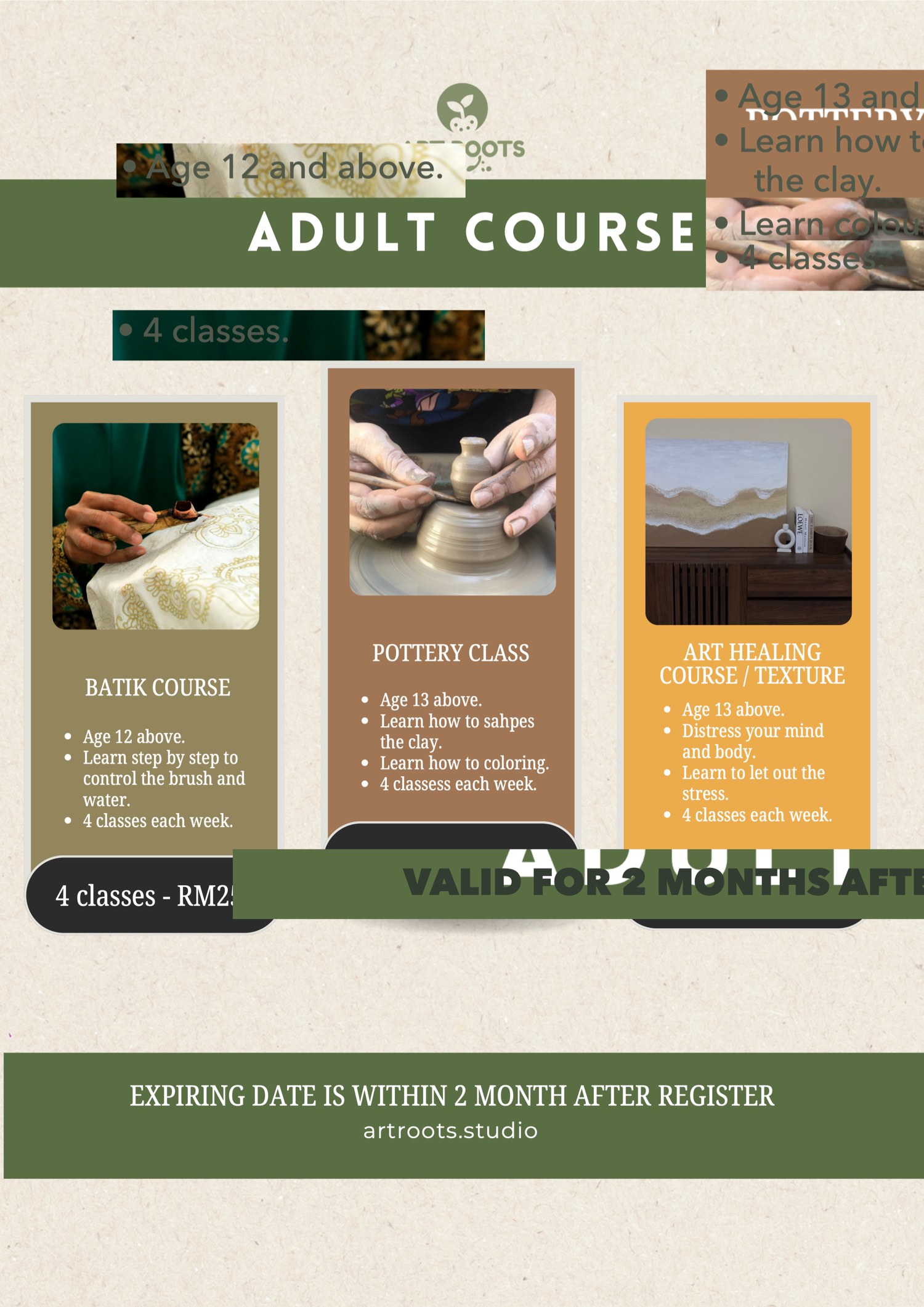 Adult Courses ArtRoots Studio