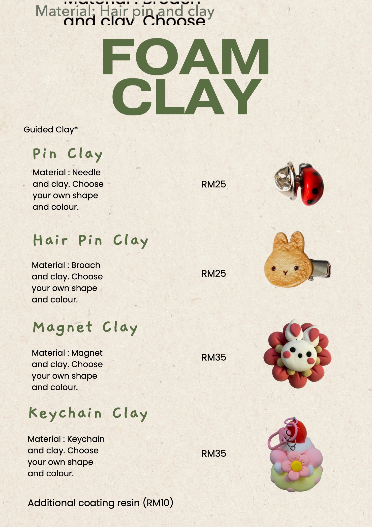 Foam Clay Menu ArtRoots Studio