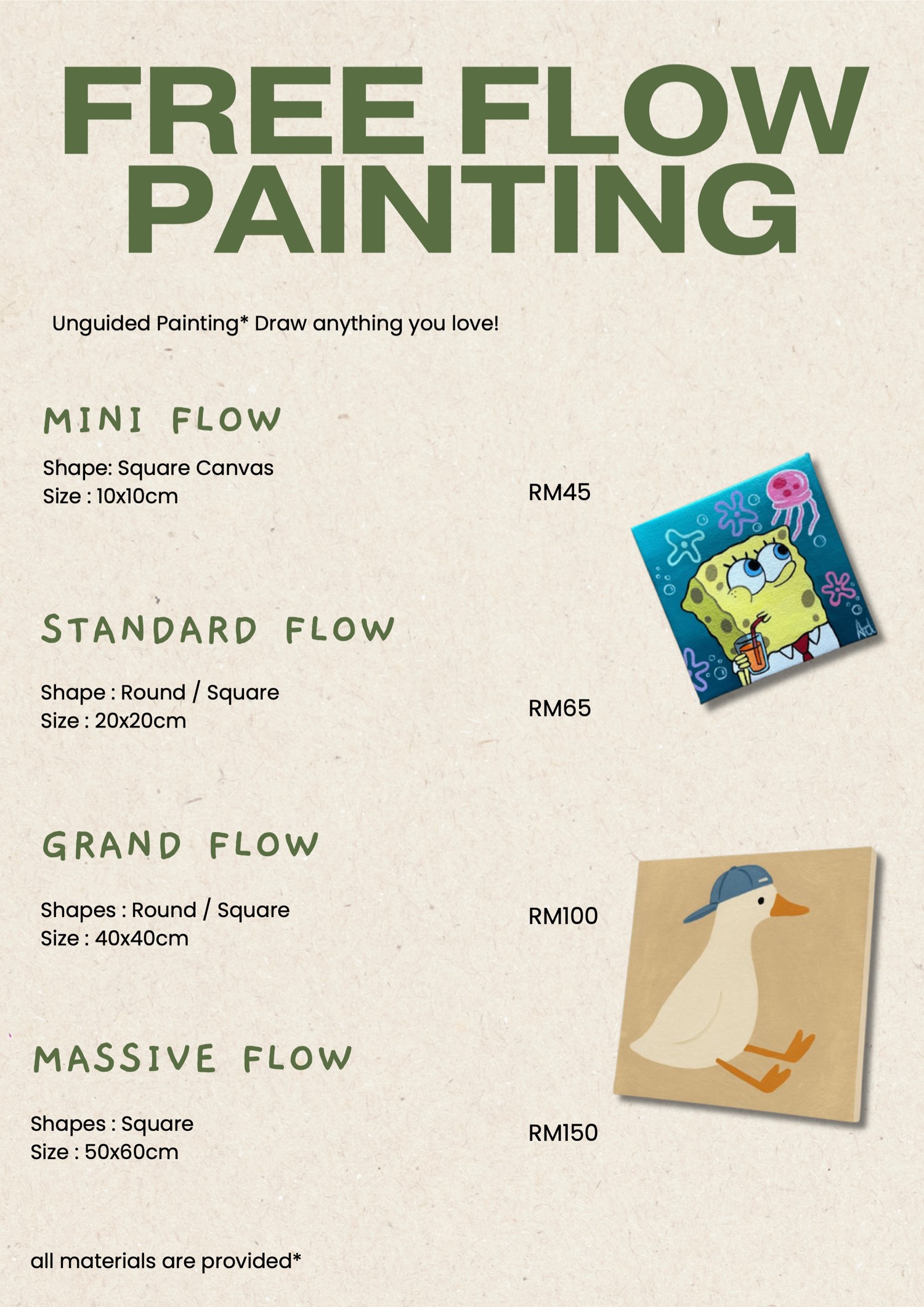 Free Flow Painting Menu ArtRoots Studio