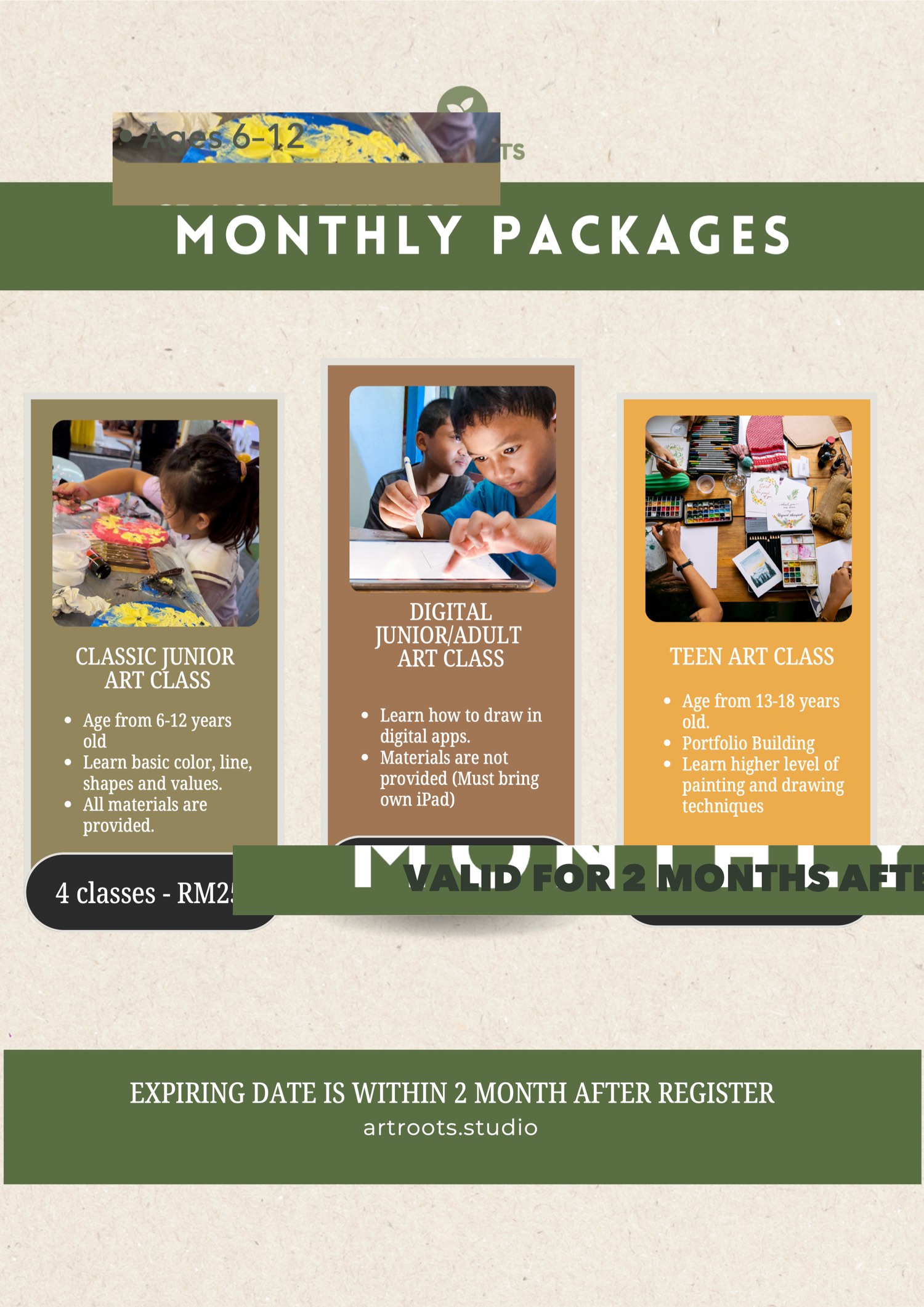 Monthly Packages ArtRoots Studio