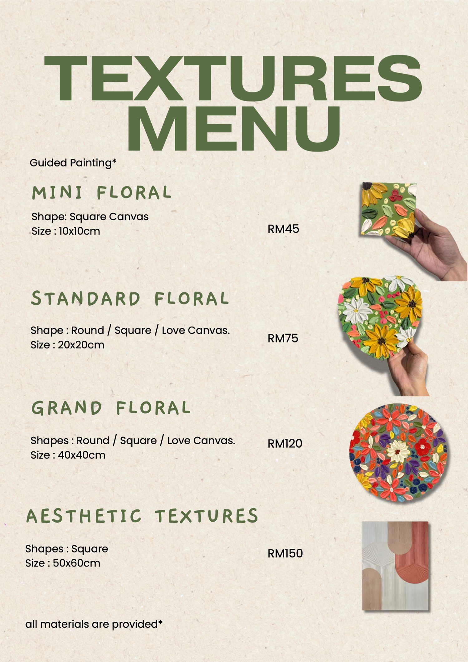 Texture Art Menu ArtRoots Studio